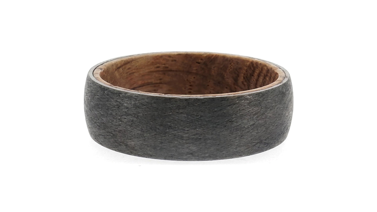 Textured Tantalum Band Ring with Wood Interior