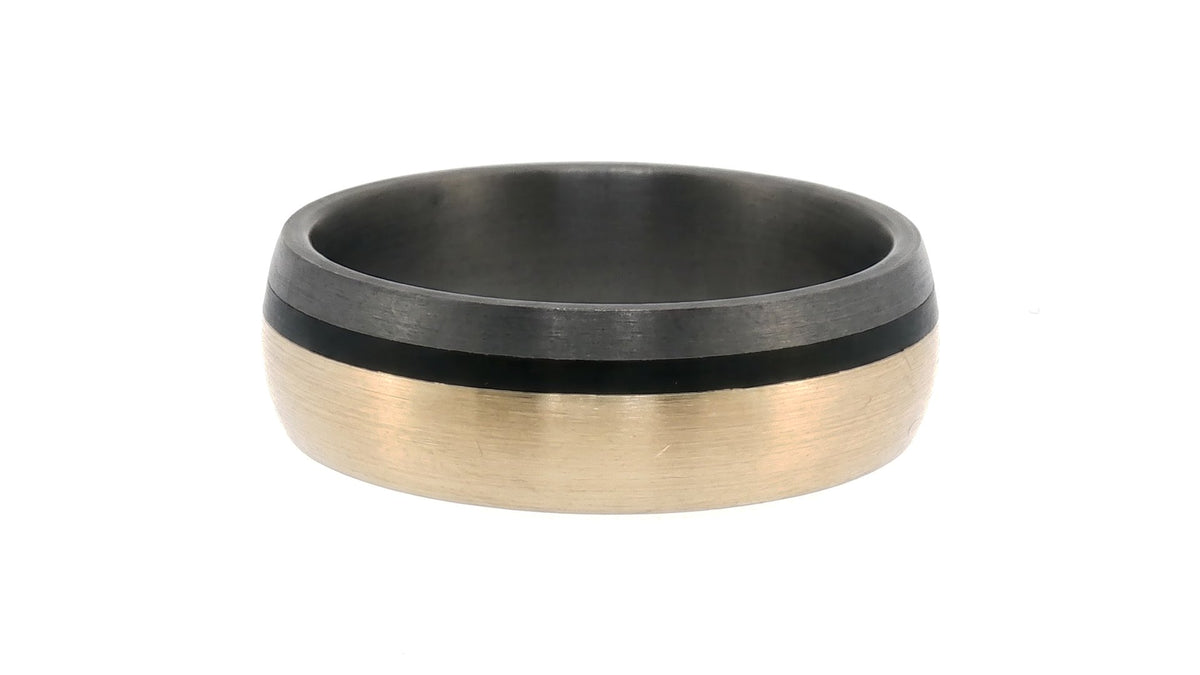 Two-Tone Brushed Yellow Gold and Tantalum Band Ring