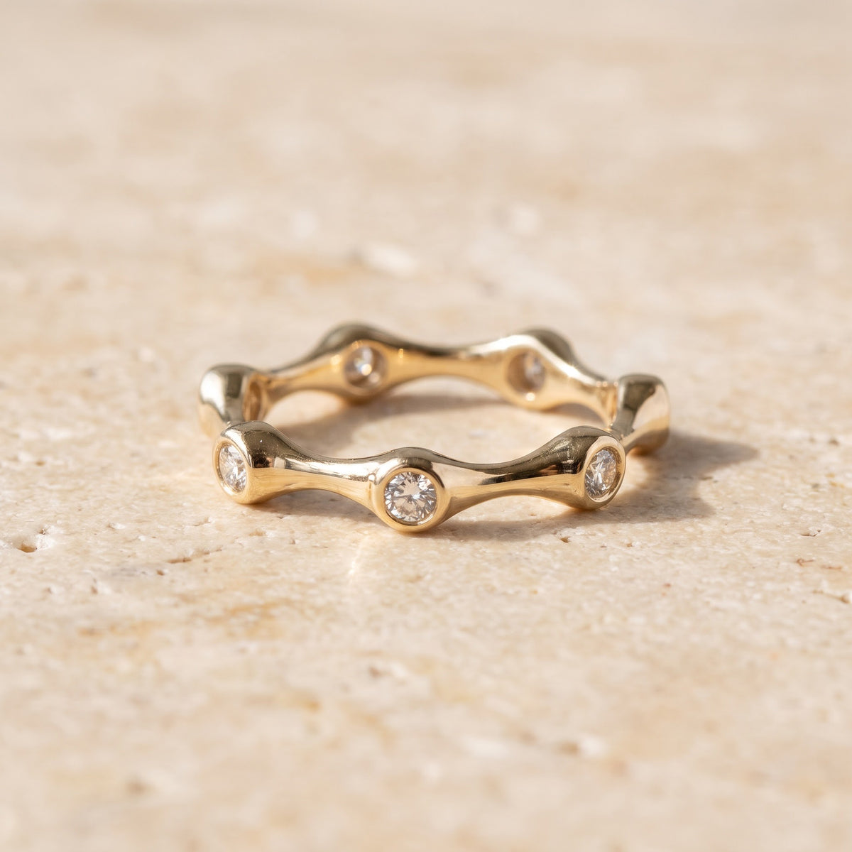 0.36 ct Wavy Diamond Eternity Ring in 14K Yellow Gold