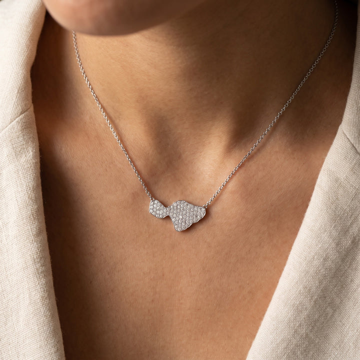 0.50 ct Diamond Pavé Maui Charm Necklace in 14K White Gold, worn