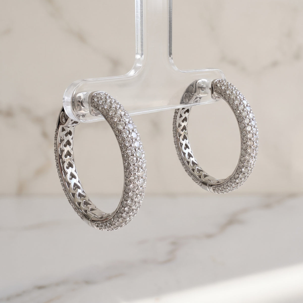 White Gold Diamond Pavé Hoop Earrings