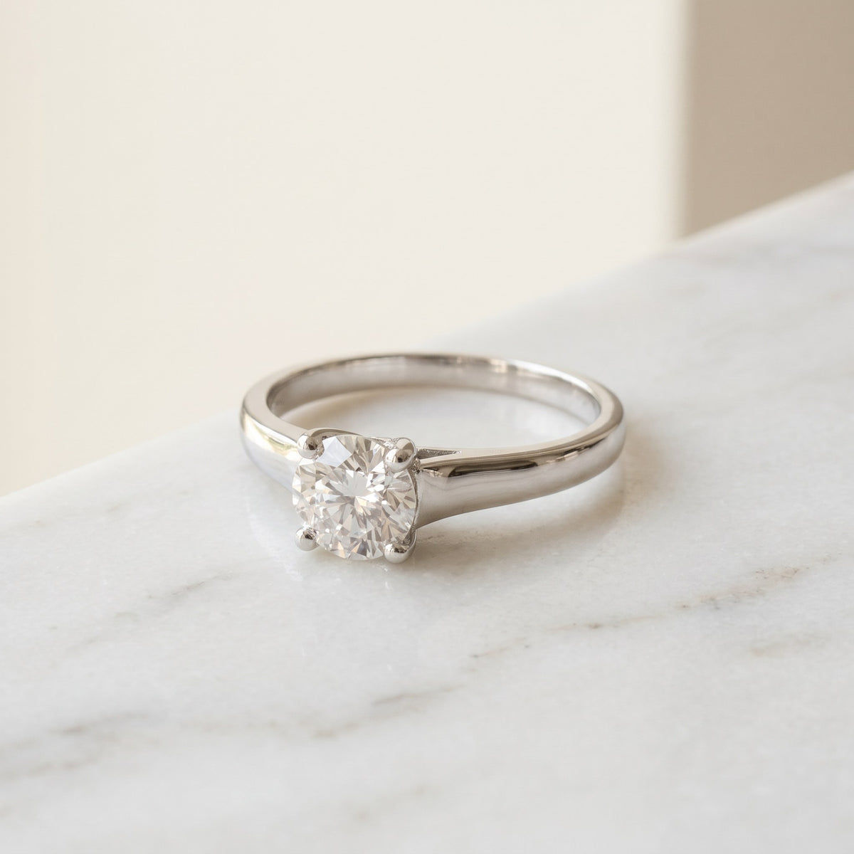 1.01 ct Round Diamond Solitaire Ring in 14K White Gold