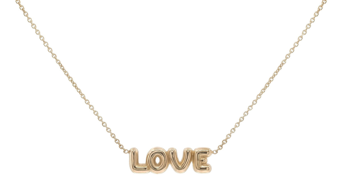 Yellow Gold Balloon Letter 'LOVE' Necklace
