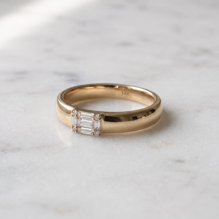 Yellow Gold Diamond Cluster Band Ring