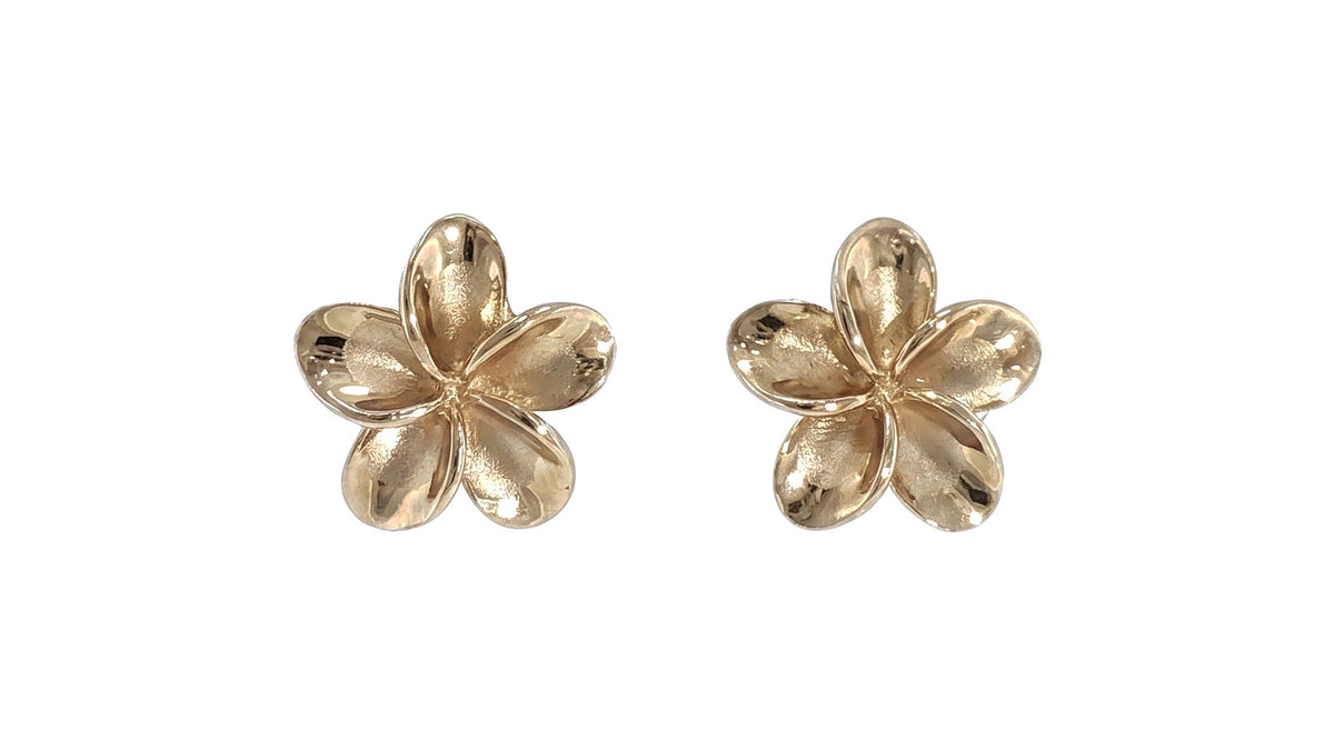 Yellow Gold Floral Stud Earrings