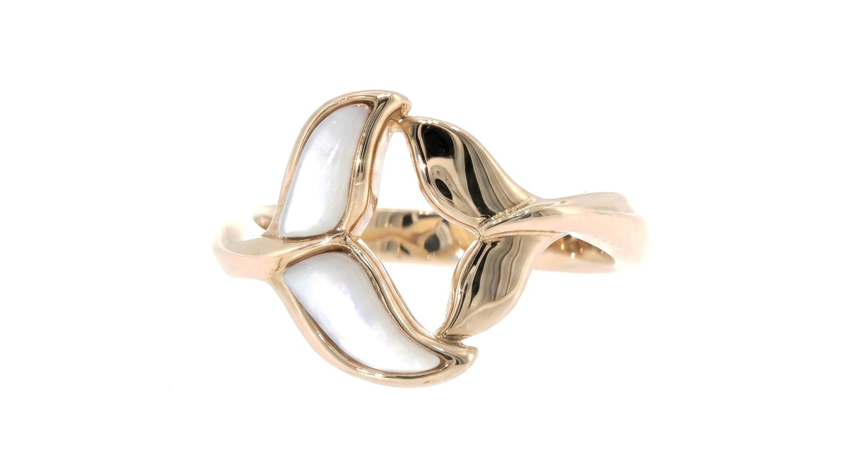 Yellow Gold Mother-of-Pearl Inlay Bypass Ring