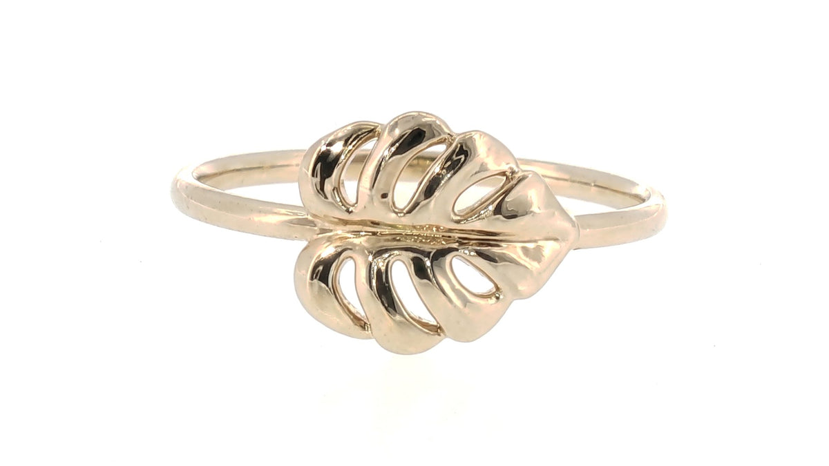 Yellow Gold Openwork Leaf Band Ring