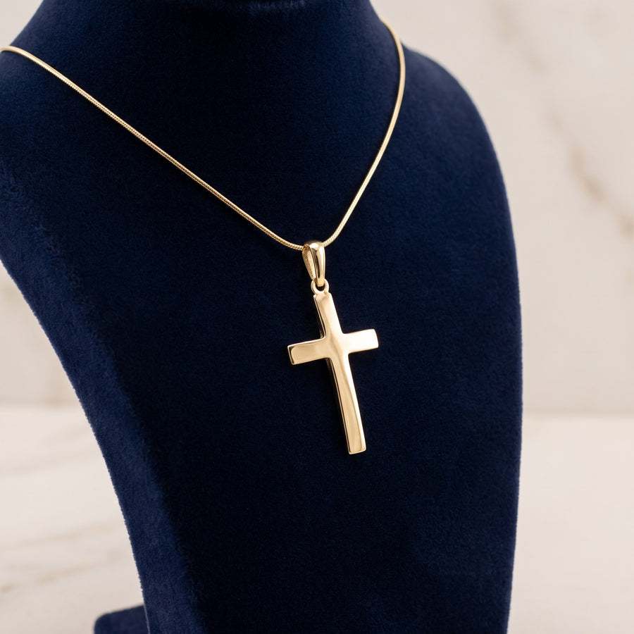 Yellow Gold Polished Cross Pendant Necklace