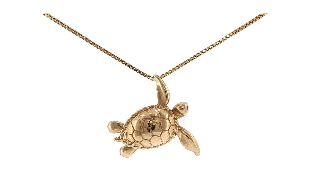 Yellow Gold Turtle Charm Necklace