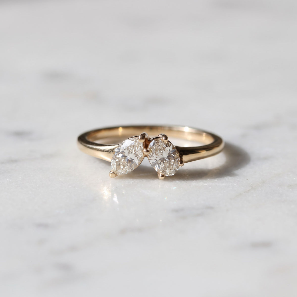 Yellow Gold Two-Stone Marquise Diamond Ring