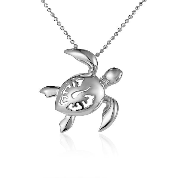 14k White Gold Turtle Necklace