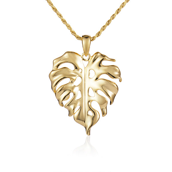 Monstera Necklace in 14k Yellow Gold