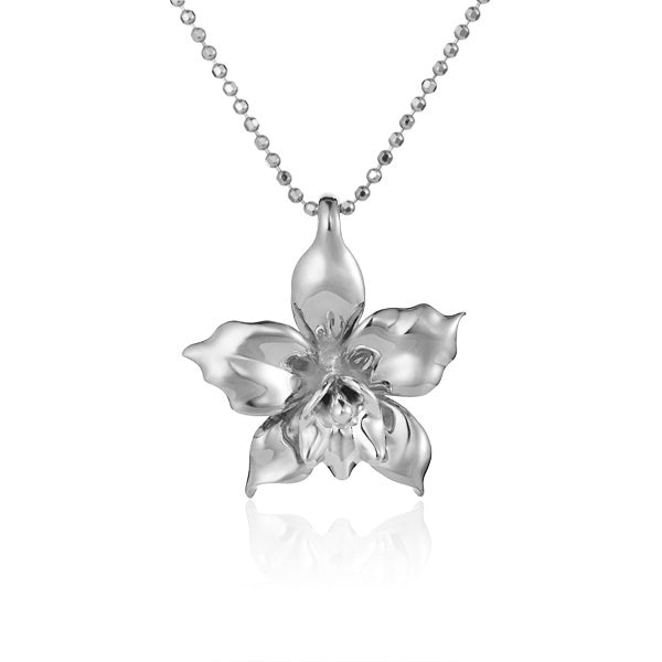 Orchid Pendant in 14k White Gold