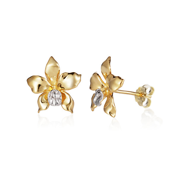 Orchid Earrings in 14k Yellow Gold