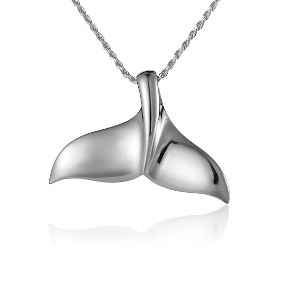 Whale Tail Pendant in 14k White Gold