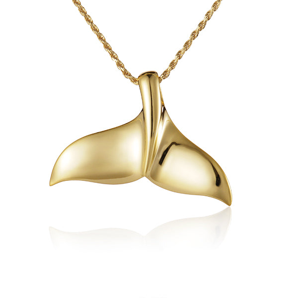 Whale Tail Pendant in 14k Yellow Gold