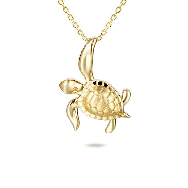 0.01 Carat Diamond Turtle Pendant in 14k Yellow Gold