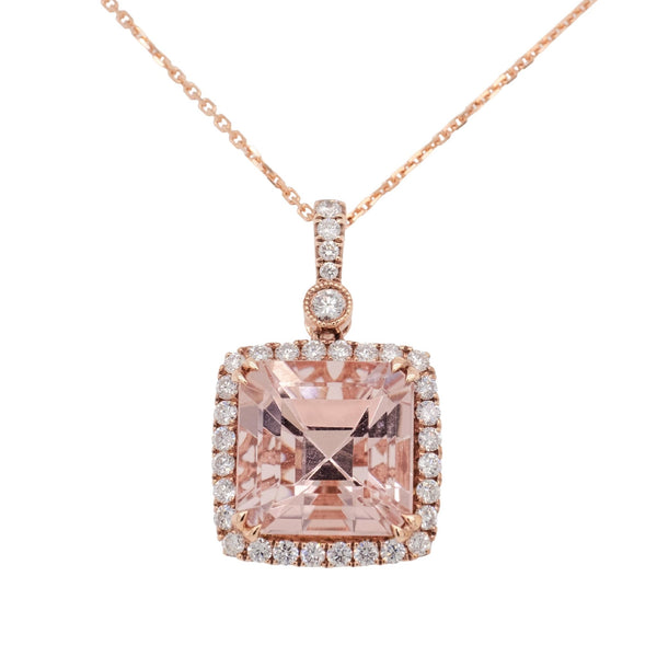 7.81 Carat Morganite Pendant in 14k Rose Gold