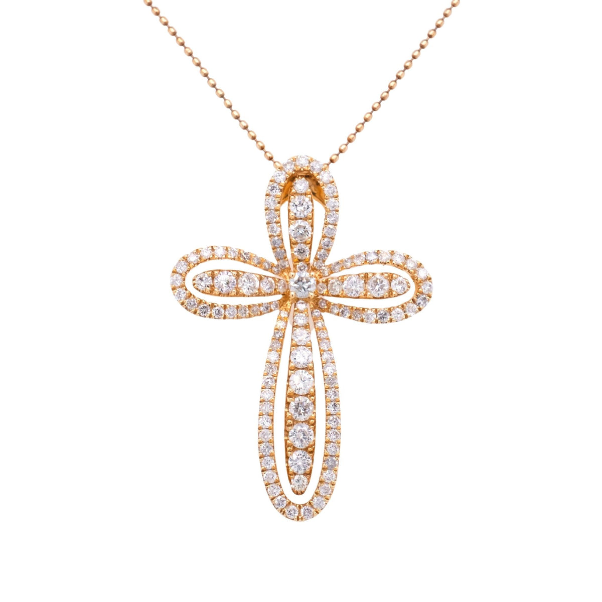 1.54 Carat Diamond Cross Pendant in 14k Yellow Gold