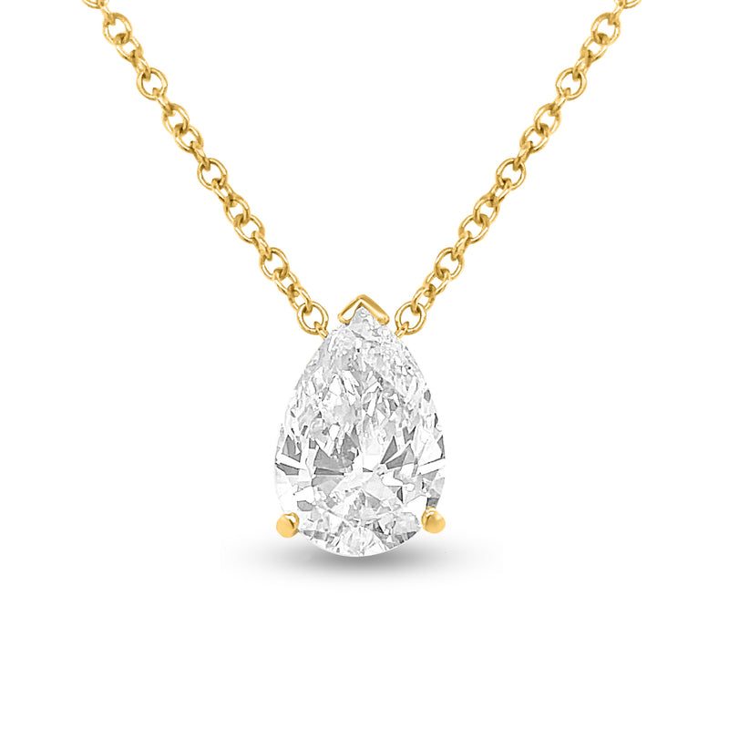 3.00 Carat Pear-Shaped Diamond Pendant in 14k Yellow Gold