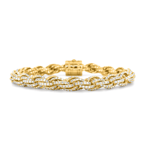 16.30 Carat Diamond Bracelet in 14k Yellow Gold