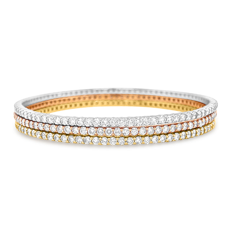 Carat Diamond 3-Piece Bangle Set in 14k Tri-Color Gold