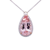 8.56 Carat Morganite Necklace in 14k Two-Tone Gold