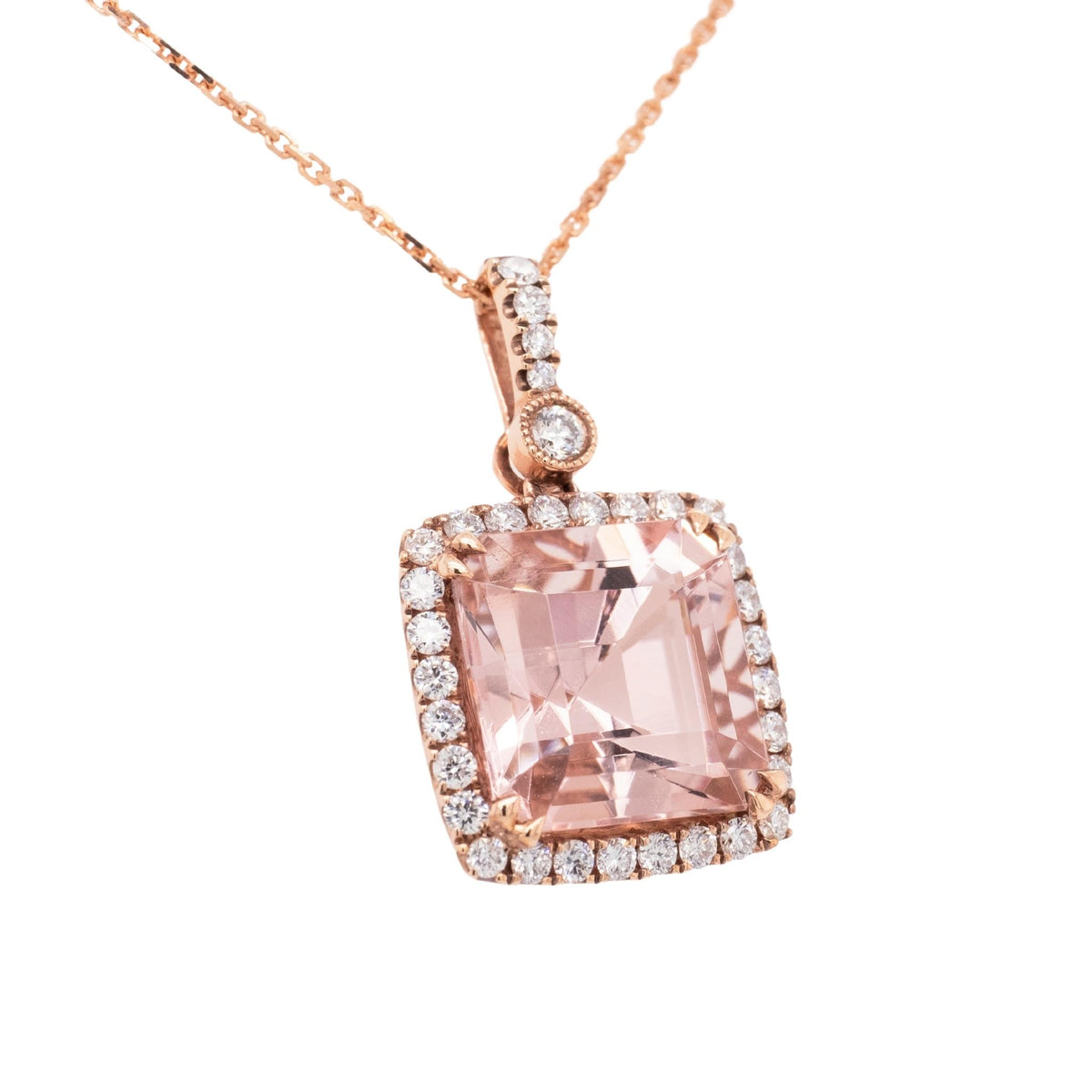 7.81 Carat Morganite Pendant in 14k Rose Gold