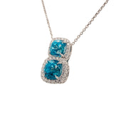 10.36 Carat Blue Zircon Pendant in 14k White Gold