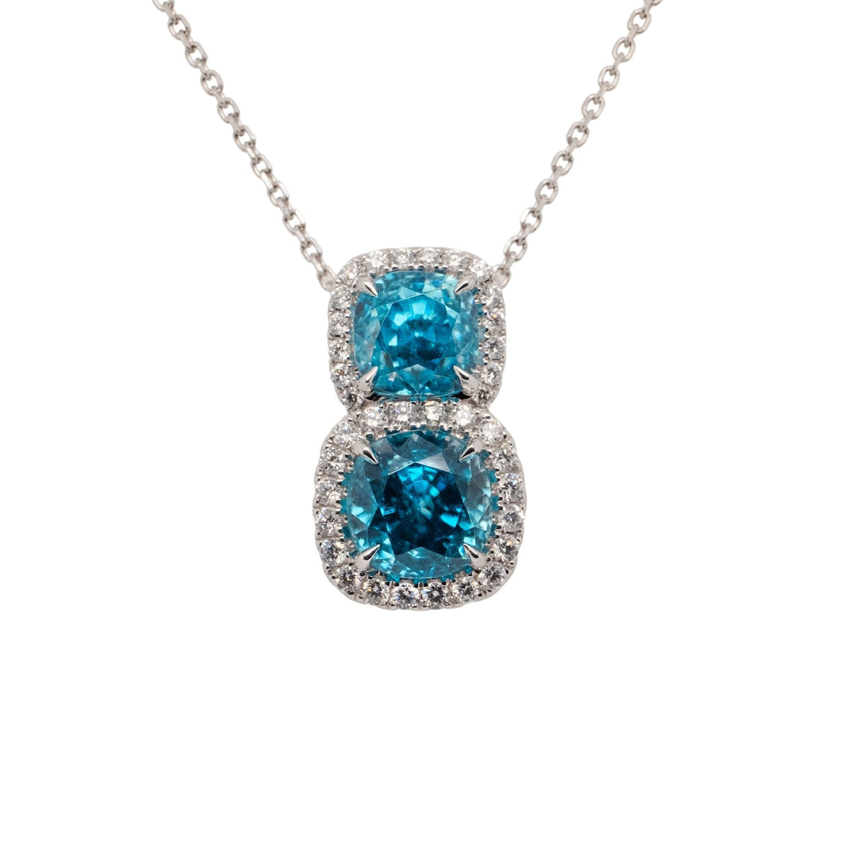 10.36 Carat Blue Zircon Pendant in 14k White Gold
