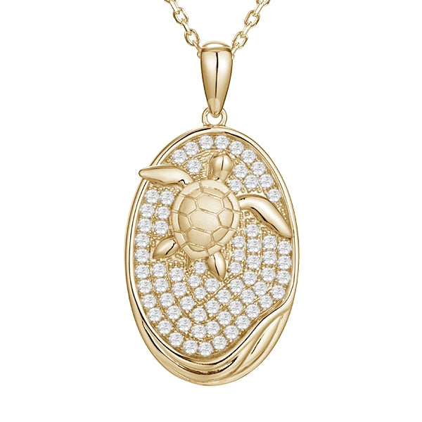 1.025 Carat Turtle Pendant Diamond Pendant in 14k Yellow Gold