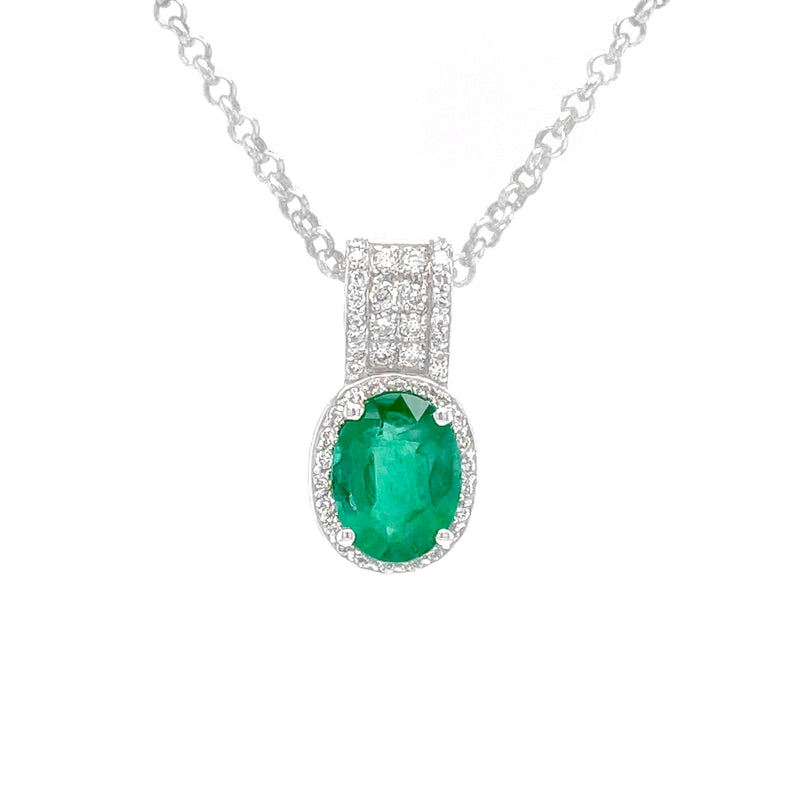 2.21 Carat Emerald & 0.47 Carat Diamond Pendant in 14k White Gold