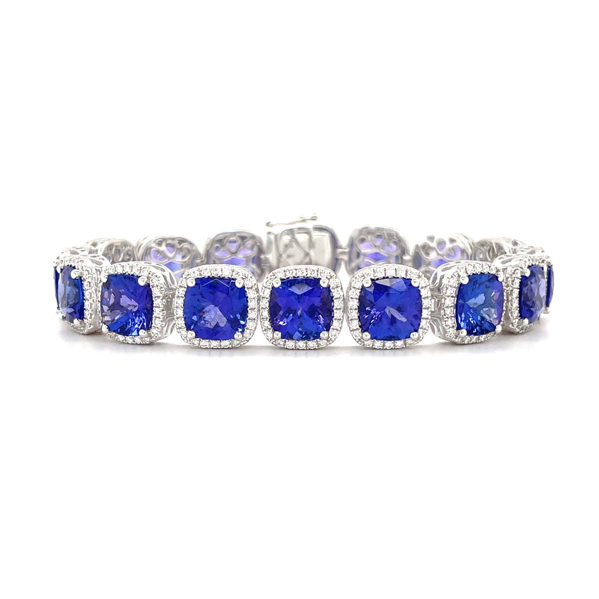 34.25 Carat Tanzanite Bracelet in 14k White Gold