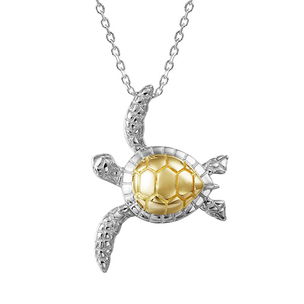 Turtle Pendant in 14k Two-Tone Gold