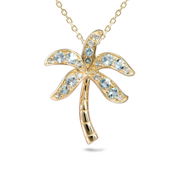 Palm Tree Pendant in 14k Yellow Gold