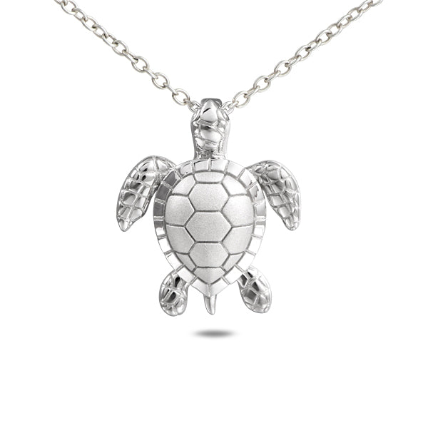 0.16 Carat Diamond Turtle Pendant in 14k White Gold