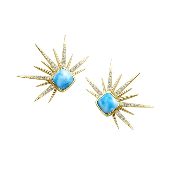 0.50 Carat Diamond Sea Urchin Earrings in 14k Yellow Gold