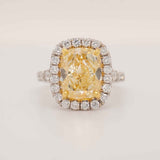 5.54 Carat Yellow Diamond Engagement Ring in 18k Two-Tone Gold