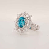 5.44 Carat Blue Zircon Gemstone Ring in 14k White Gold