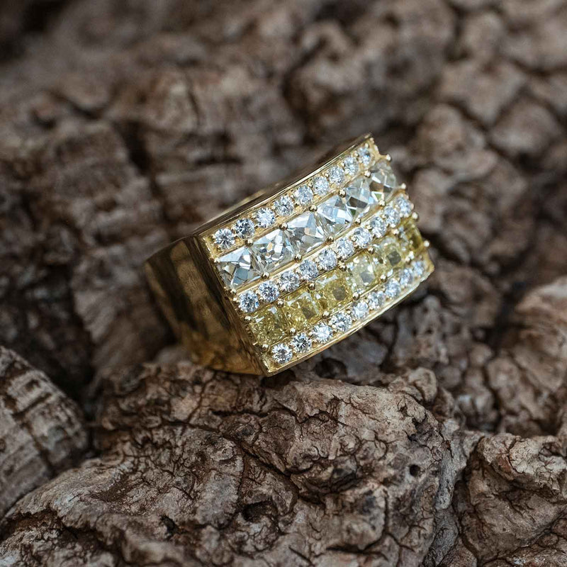 10K Yellow Gold Canary Round Diamond Lion Head King Crown Pinky Ring 0.35  Ct. - JFL Diamonds & Timepieces