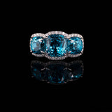 16.23 Carat Blue Zircon Gemstone Ring in 14k White Gold