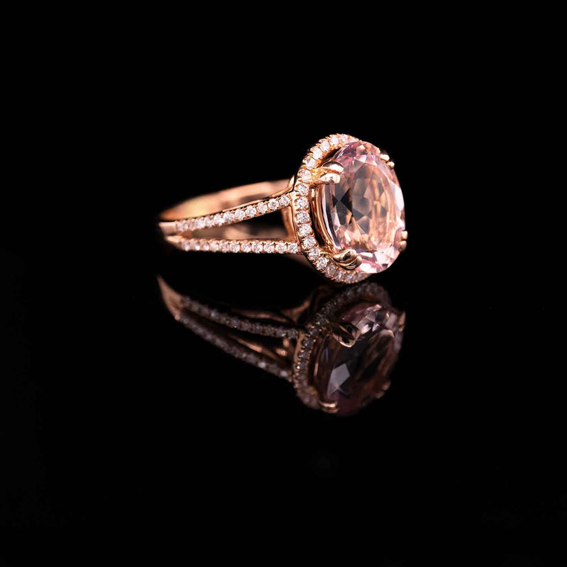 4.4 Carat Morganite Gemstone Ring in 14k Rose Gold