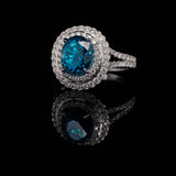 5.24 Carat Blue Zircon Gemstone Ring in 14k White Gold