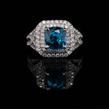 6.25 Carat Blue Zircon Gemstone Ring in 14k White Gold