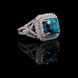 6.25 Carat Blue Zircon Gemstone Ring in 14k White Gold