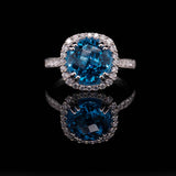 3.5 Carat Blue Topaz Gemstone Ring in 14k White Gold