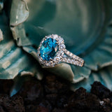 5.12 Carat Blue Zircon Gemstone Ring in 14k White Gold