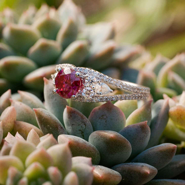 1.09 Carat Red Diamond Engagement Ring in 18k White Gold