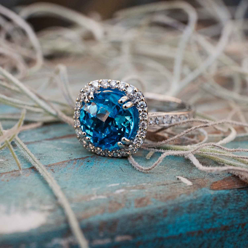 Blue topaz and diamond ring Clearance