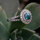 1.55 Carat Blue Zircon Gemstone Ring in 14k White Gold